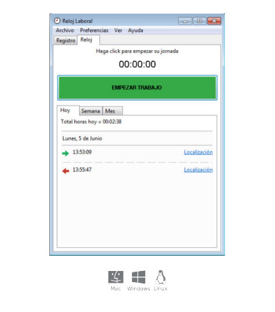 Aplicación de Reloj Laboral para Windows, Linux y macOS