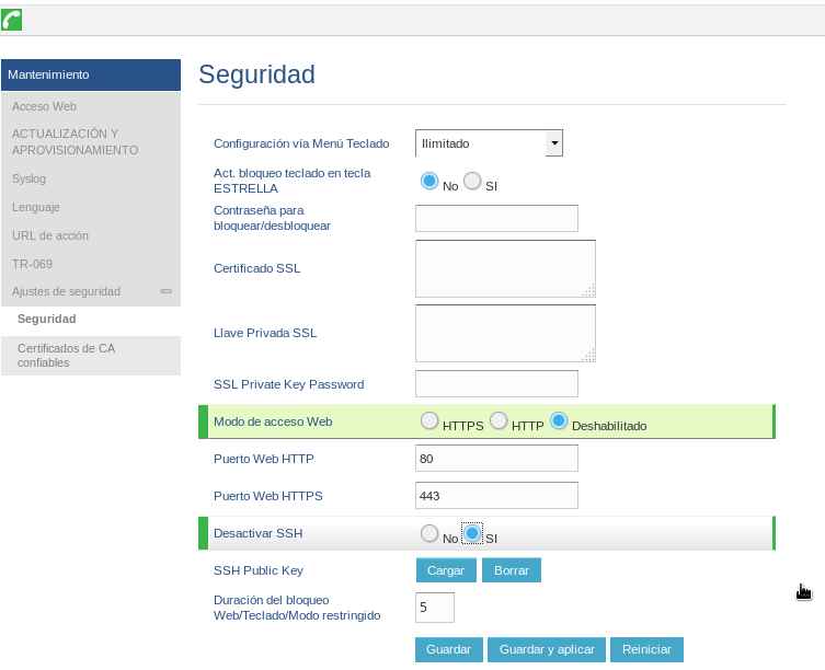 Configuración lenguaje Grandstream GPX1610