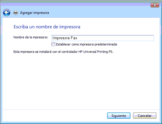 configuracion impresora fax