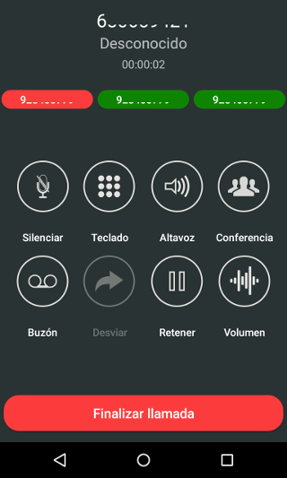 llamada en cuerdo con la app voip para android