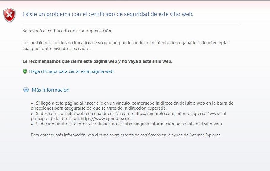 error certificado en tarjeta