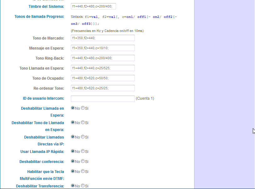 configuracion puertos teléfono Grandstream