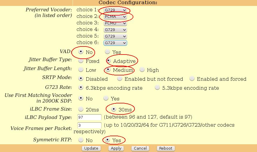 codecs del teléfono inalámbrico Grandstream