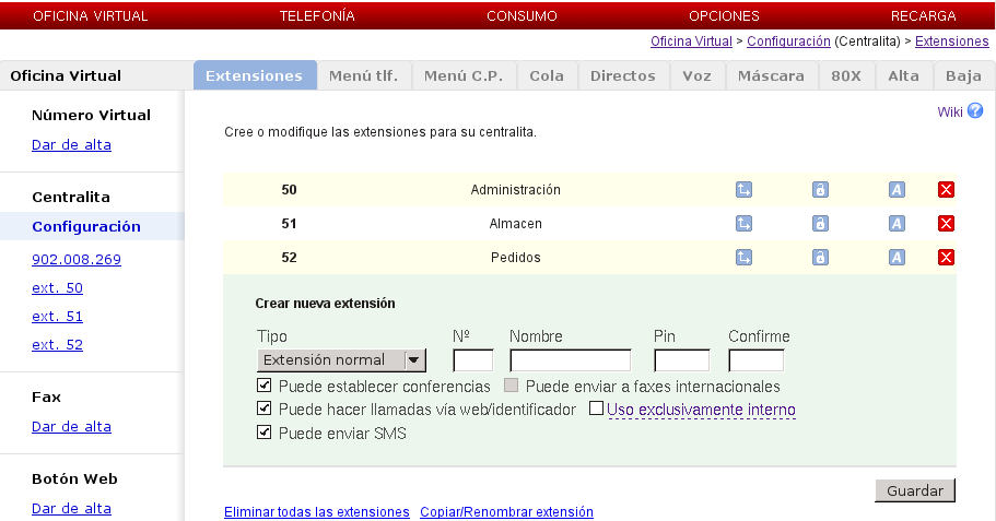 alta centralita virtual