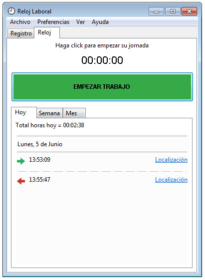 reloj laboral para el control horario