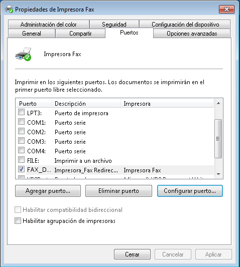 cuarto paso confirguracion impresora fax