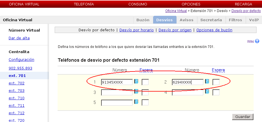 número de Centralita Virtual