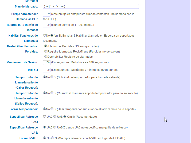 configurar canales en el Grandstream