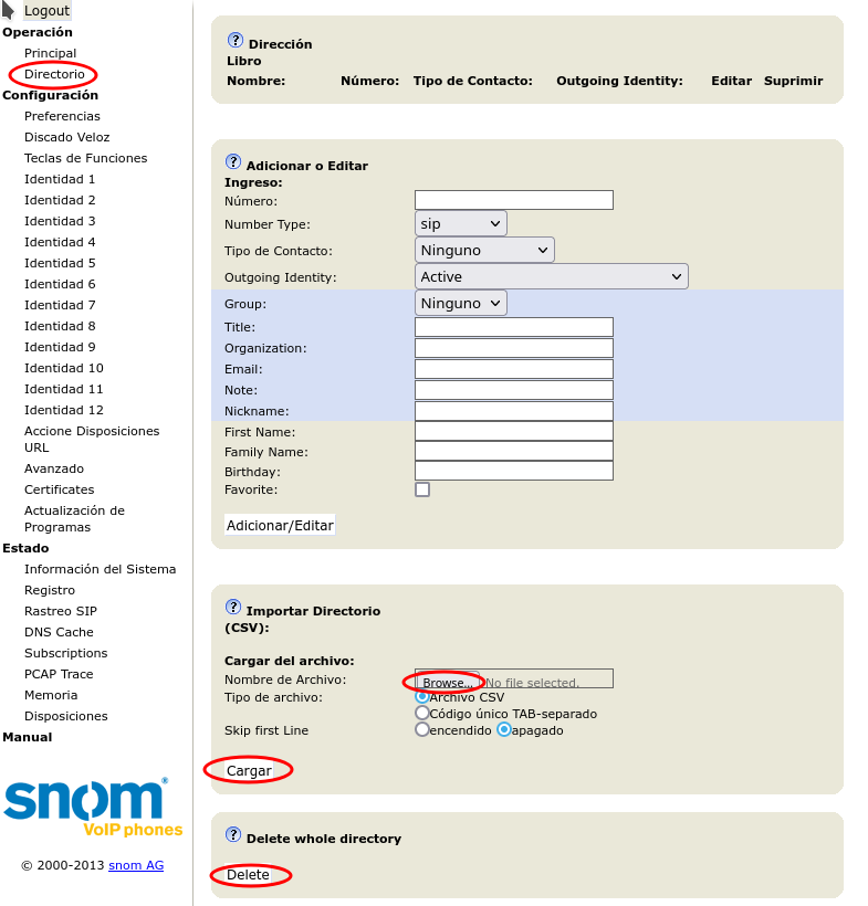 snom 360 directorio