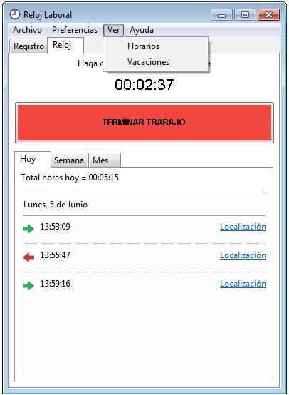 reloj laboral para el control horario