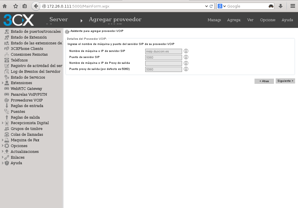 operador duocom configuracion