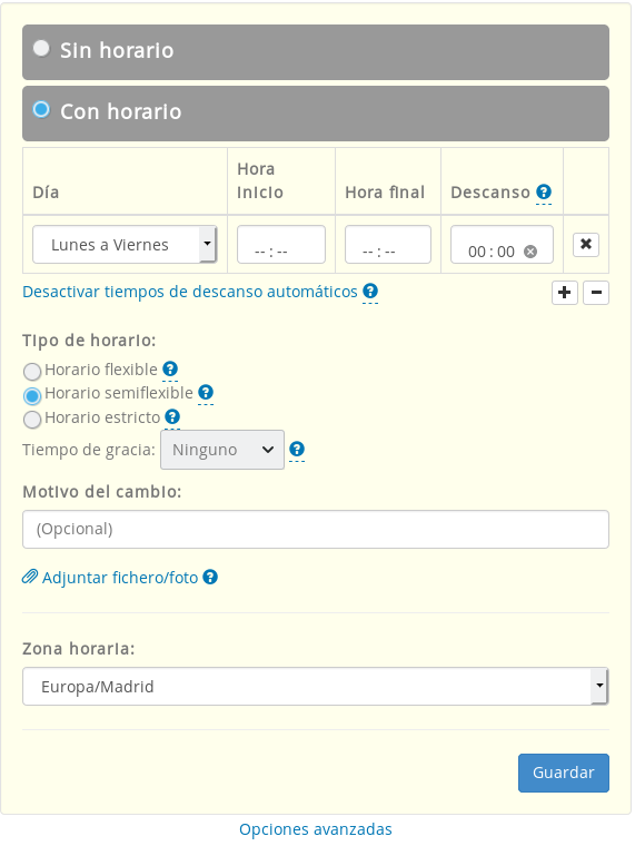 cambio de horario