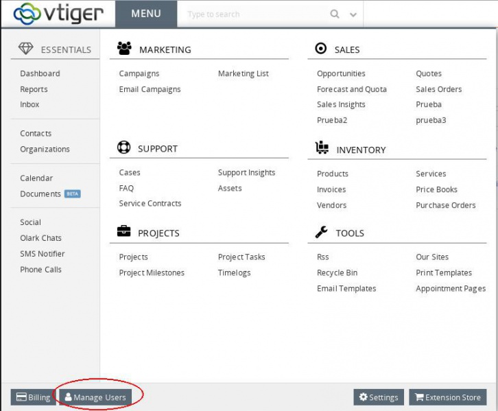 Archivo:Vtiger manage user menu.jpg